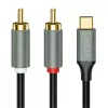 LogiLink CUA0141 cable USB 2.0 Type-C a 2x RCA, audio estéreo, aluminio, negro/plata, 1,5 m