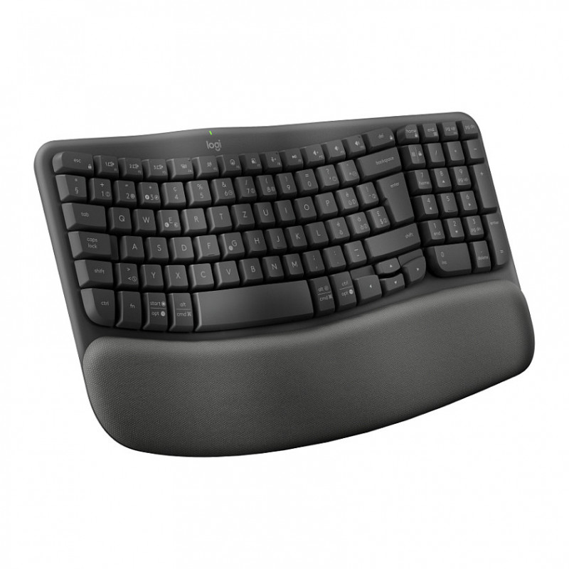 Logitech Wave Keys 920-012289 teclado ergonómico inalámbrico, 2,4 GHz / Bluetooth, distribución suiza (CH), grafito
