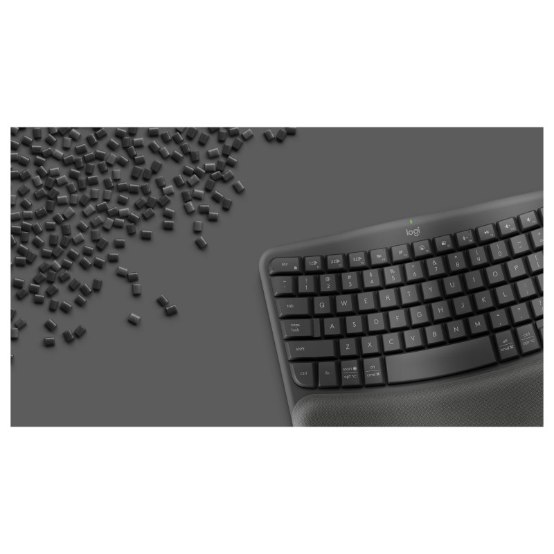 Logitech Wave Keys 920-012289 teclado ergonómico inalámbrico, 2,4 GHz / Bluetooth, distribución suiza (CH), grafito