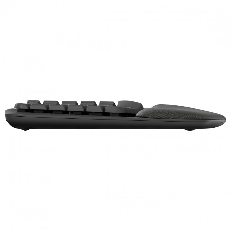 Logitech Wave Keys 920-012289 teclado ergonómico inalámbrico, 2,4 GHz / Bluetooth, distribución suiza (CH), grafito