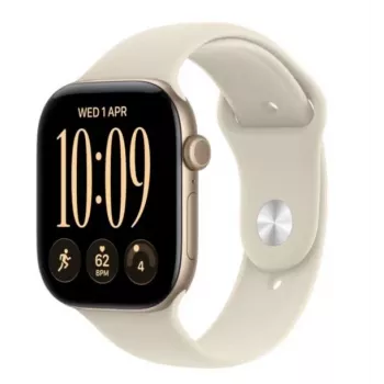 Apple Watch Series 12 GPS reloj inteligente, 46 mm, caja de aluminio oro claro, correa deportiva arena S/M