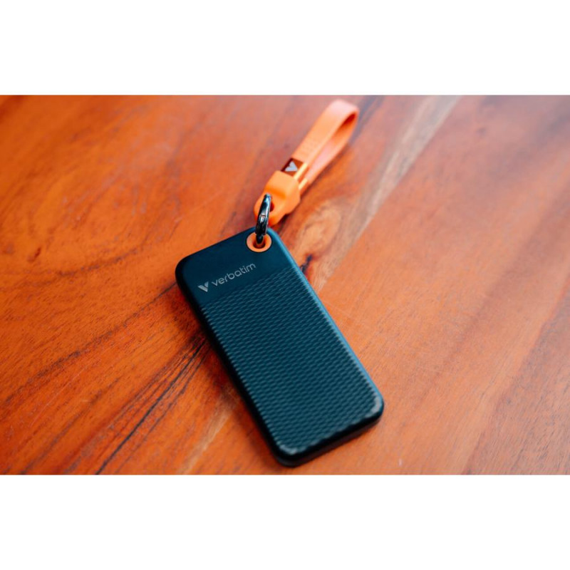SSD portátil Verbatim Pocket 32285, 512 GB, USB 3.2 Type-C, negro/naranja