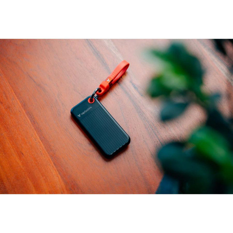 SSD portátil Verbatim Pocket 32434, 128 GB, USB 3.2 Type-C, negro/rojo