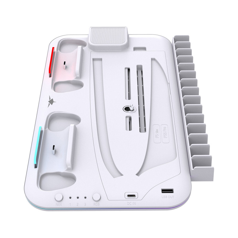 White Shark KIMURA PRO PS5 base de refrigeración con 2 estaciones de carga, blanca
