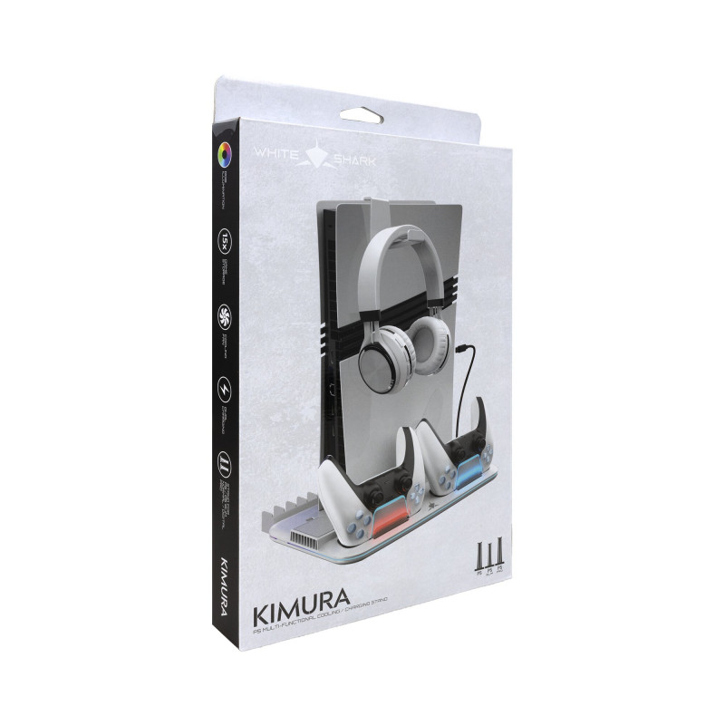 White Shark KIMURA PRO PS5 base de refrigeración con 2 estaciones de carga, blanca