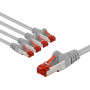 Goobay 66650 cable de conexión CAT 6, S/FTP (PiMF), 1 m, gris (5 uds.)