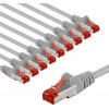 Goobay 66654 cable de conexión CAT 6, S/FTP (PiMF), 1 m, gris, conductores de cobre (CU) (10 uds.)