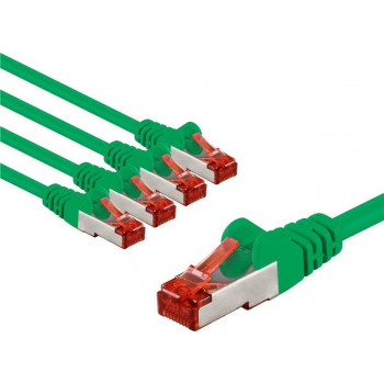 Goobay 66658 cable de conexión de red CAT 6, S/FTP (PiMF), 1 m, verde, conductor de cobre (CU), 5 uds.