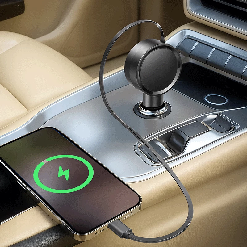 LogiLink PA0400 cargador de coche USB-C, 1 puerto, PD 3.0, 30 W, cable retráctil, 0,8 m