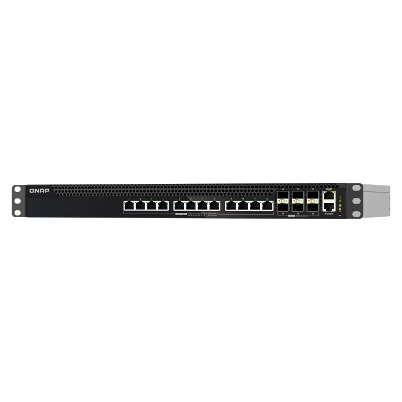 Conmutador de red QNAP QSW-M5218P-6F12T gestionado L3 PoE, 12 x 10G Ethernet RJ-45, rack 1U