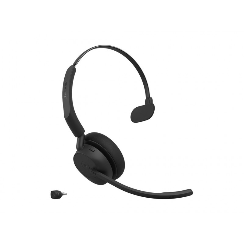 Jabra Evolve3 45 MS Mono auriculares con micrófono y Link 390c, supraaurales, Bluetooth, negros