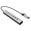 i-tec CAHUBMETAL6LANPD concentrador USB-C/USB-A de metal, 6 puertos, Gigabit LAN, Power Delivery 85 W, plateado