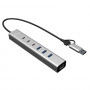 i-tec CAHUBMETAL6LANPD concentrador USB-C/USB-A de metal, 6 puertos, Gigabit LAN, Power Delivery 85 W, plateado