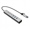 i-tec CAHUBMETAL6LANPD concentrador USB-C/USB-A de metal, 6 puertos, Gigabit LAN, Power Delivery 85 W, plateado