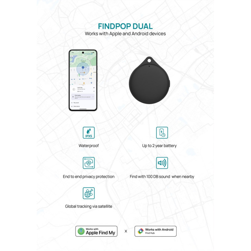 XD Design Connects Findpop Dual localizador, Apple y Android Find, IPX5, P301.1701