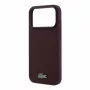 Lacoste PVC Iconic Petit Pique funda MagSafe para iPhone 18 Pro Max / 17 Pro Max, logotipo metálico, burdeos