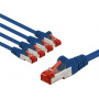 Goobay 66608 cable de conexión CAT 6, S/FTP (PiMF), 3 m, azul, conductor de cobre CU (5 uds.)