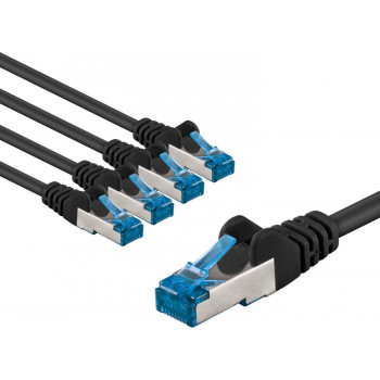 Goobay 67538 cable de red Cat 6a S/FTP (PiMF), 2 m, negro (5 uds.)