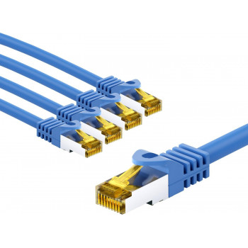 Goobay cable de conexión RJ45 CAT 6A S/FTP (PiMF), 500 MHz, con cable en bruto CAT 7, 5 m, azul (5 uds.)