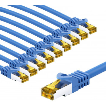 Goobay cable de conexión RJ45 CAT 6A S/FTP (PiMF), 500 MHz, con cable en bruto CAT 7, 3 m, azul (10 uds.)