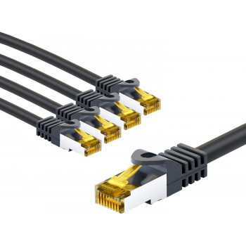 Goobay 69405 cable de red RJ45 CAT 6A S/FTP (PiMF), 500 MHz, con cable CAT 7, 3 m, negro (5 uds.)