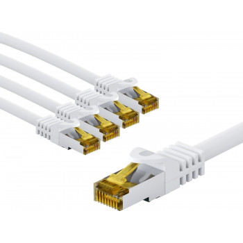 Goobay 69425 cable de red RJ45 CAT 6A S/FTP (PiMF), 500 MHz, con cable CAT 7, 3 m, blanco (5 uds.)