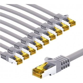 Goobay 69517 cable de red RJ45 CAT 6A S/FTP (PiMF) con cable CAT 7, 3 m, gris (10 uds.)
