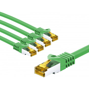 Goobay 69573 cable de conexión RJ45 CAT 6A S/FTP (PiMF), 500 MHz, con cable CAT 7, 1 m, verde (5 uds.)