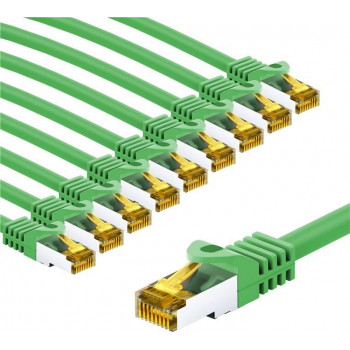 Goobay 69757 cable de conexión RJ45 CAT 6A S/FTP (PiMF), 500 MHz, con cable CAT 7, 2 m, verde (10 uds.)