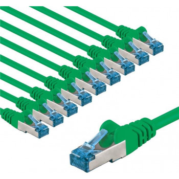Goobay cable de red patch CAT 6A, S/FTP (PiMF), 1 m, verde, conductor de cobre (CU), 10 uds.