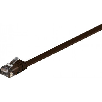 Goobay 95898 cable de conexión plano CAT 6, U/UTP, 7 m, marrón oscuro, cobre