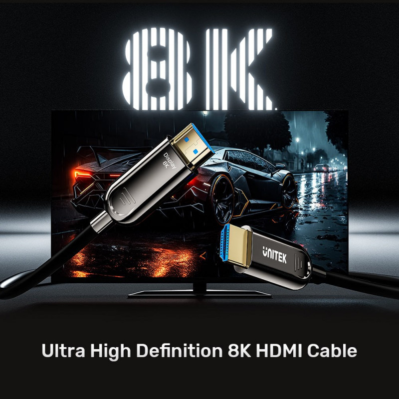 Unitek C11085GY01-50M cable HDMI óptico, 50 m, 8K @ 60 Hz