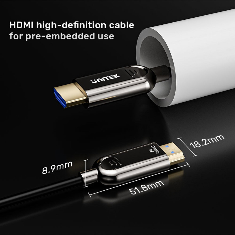 Unitek C11085GY01-50M cable HDMI óptico, 50 m, 8K @ 60 Hz