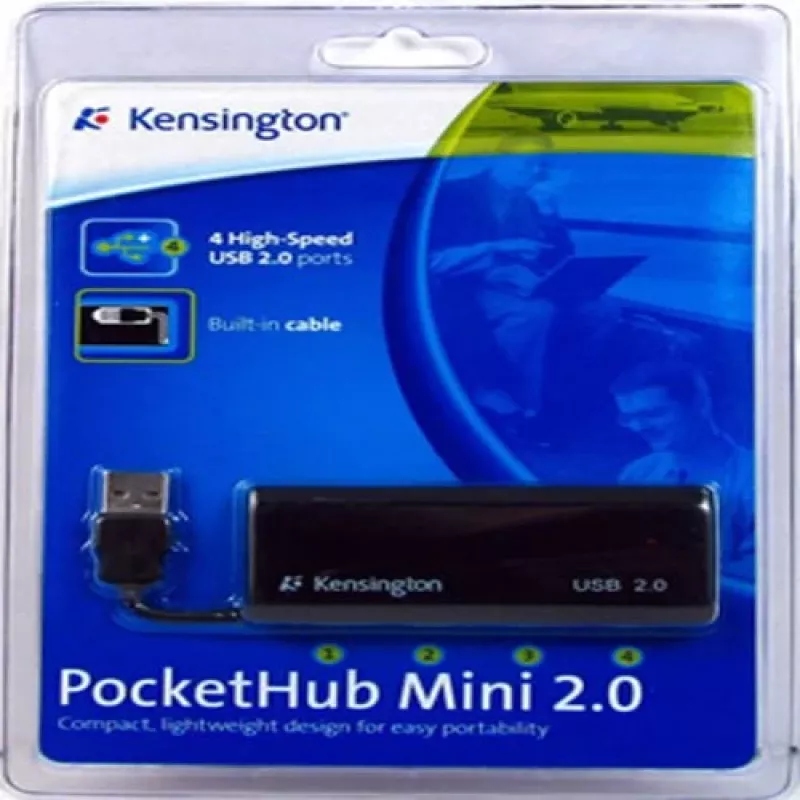 Kensington PocketHUB Mini concentrador USB 2.0, 4 puertos (33399EU)