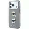 Karl Lagerfeld KF003253 funda Saffiano con Karl & Choupette Heads Pins y logotipo para iPhone 18 Pro / 17 Pro, gris