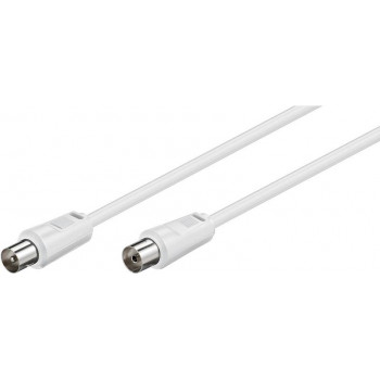 Goobay 27002 cable de conexión de antena, conector IEC/coaxial – toma IEC/coaxial, 1,5 m, blanco