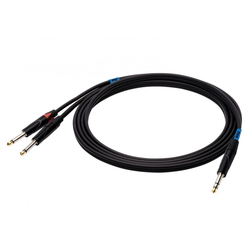 SSQ JSJM1 SS-1452 cable de audio, jack estéreo – 2x jack mono, 1 m, negro