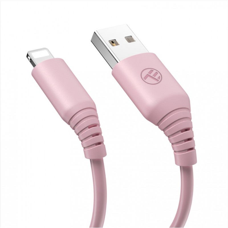 Tellur cable de silicona de USB a Lightning, 3 A, 1 m, rosa