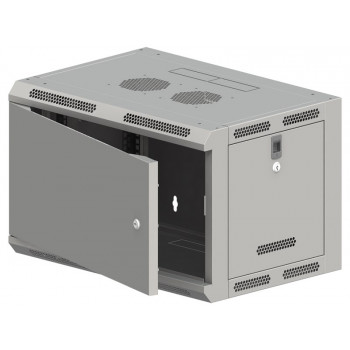 Alantec SW-9U-600-500-N-DMJ-OP-RP-B-S armario mural 19 pulgadas 9U 600x500, sin dividir, puerta metálica de una hoja, gris, desmontado