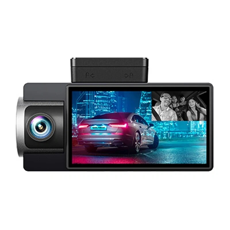 WOLFBOX i17 cámara para coche, delantera 4K + trasera 2,5K + interior 1080p, Wi-Fi, 64 GB