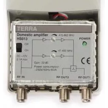 Terra HS-013 amplificador VHF/UHF, 1 entrada / 2 salidas, 12 V