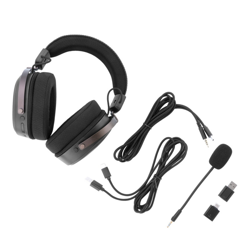 Auriculares gaming inalámbricos over-ear Redragon FURY WRS H831, con micrófono, negros