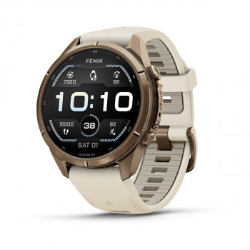 Garmin Fenix 9 Pro 010-04335-26 reloj inteligente, 43 mm, titanio Autumn Gold, correa de silicona crema/gris francés
