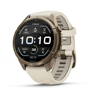 Garmin Fenix 9 Pro 010-04335-26 reloj inteligente, 43 mm, titanio Autumn Gold, correa de silicona crema/gris francés