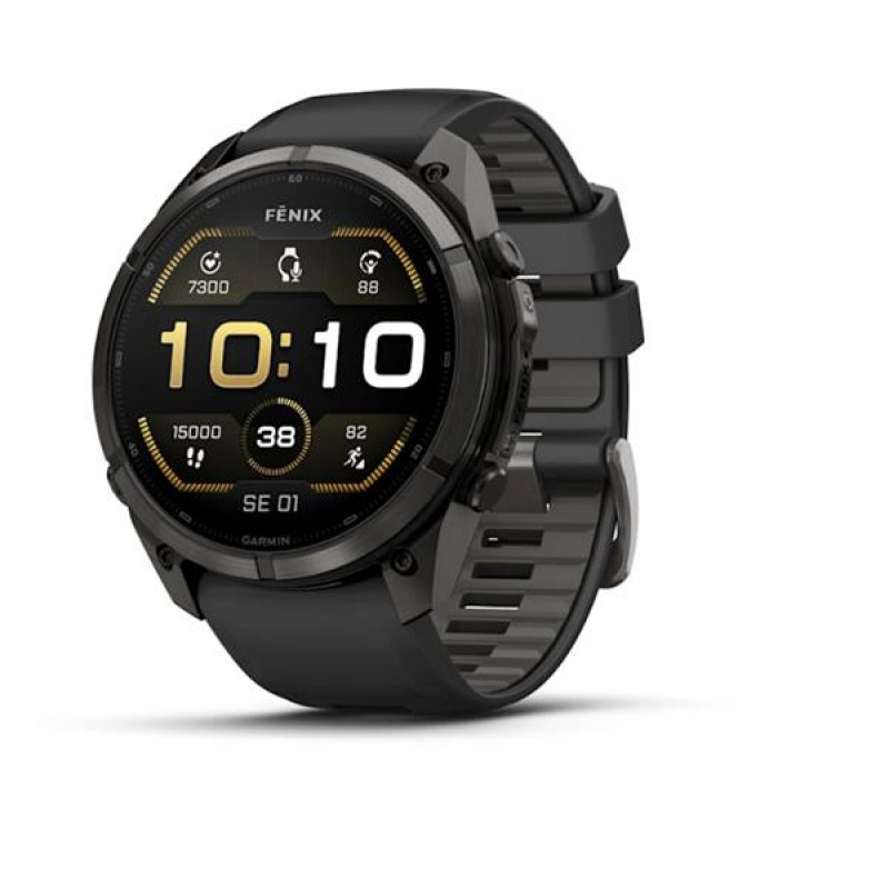 Garmin Fenix 9 Pro 010-04337-16 reloj inteligente, 51 mm, titanio DLC Carbon Gray, correa de silicona negra/Pebble Grey
