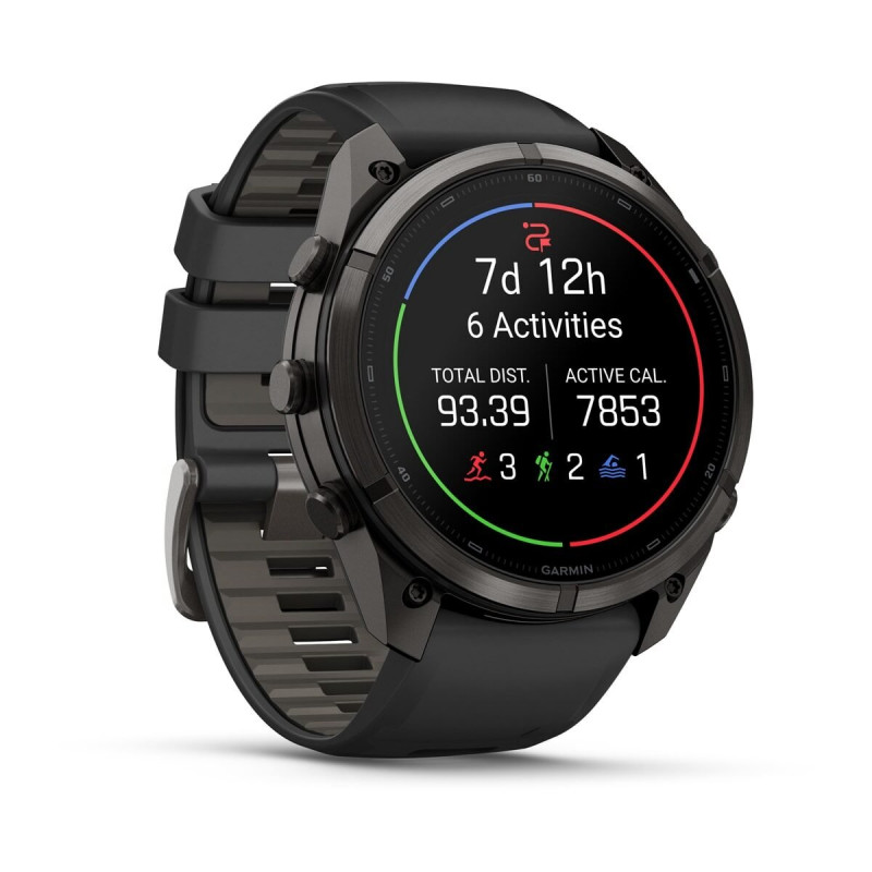 Garmin Fenix 9 Pro 010-04337-16 reloj inteligente, 51 mm, titanio DLC Carbon Gray, correa de silicona negra/Pebble Grey