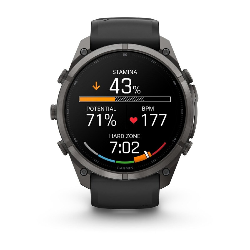 Garmin Fenix 9 Pro 010-04337-16 reloj inteligente, 51 mm, titanio DLC Carbon Gray, correa de silicona negra/Pebble Grey