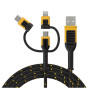 Cable USB Dewalt DXMA131-1356-DWG de USB-A a USB-C + microUSB + Lightning, 1,8 m, negro