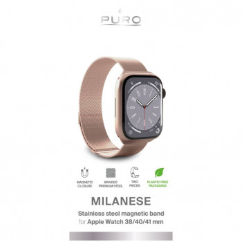 Puro Milanese PUMILAW40ROSE correa de acero inoxidable para Apple Watch 38/40/41 mm, rosa