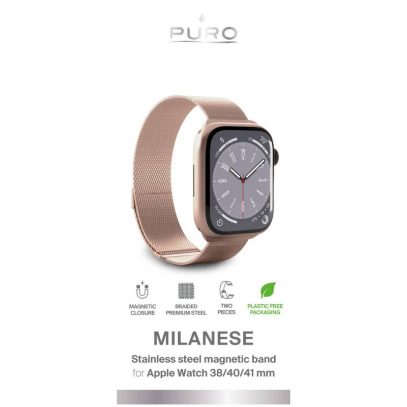 Puro Milanese PUMILAW40ROSE correa de acero inoxidable para Apple Watch 38/40/41 mm, rosa